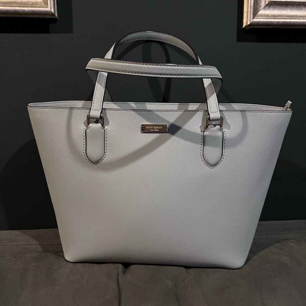 Kate Spade large grey tote. Unused perfect condition. Kenneth Cole wallet added.